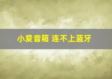 小爱音箱 连不上蓝牙